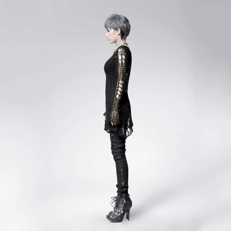 Women's Striped Ripped Casual Sweater