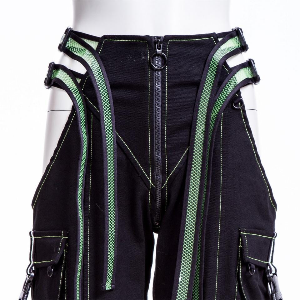 RNG Women's Grunge Cutout Straps Pants Green