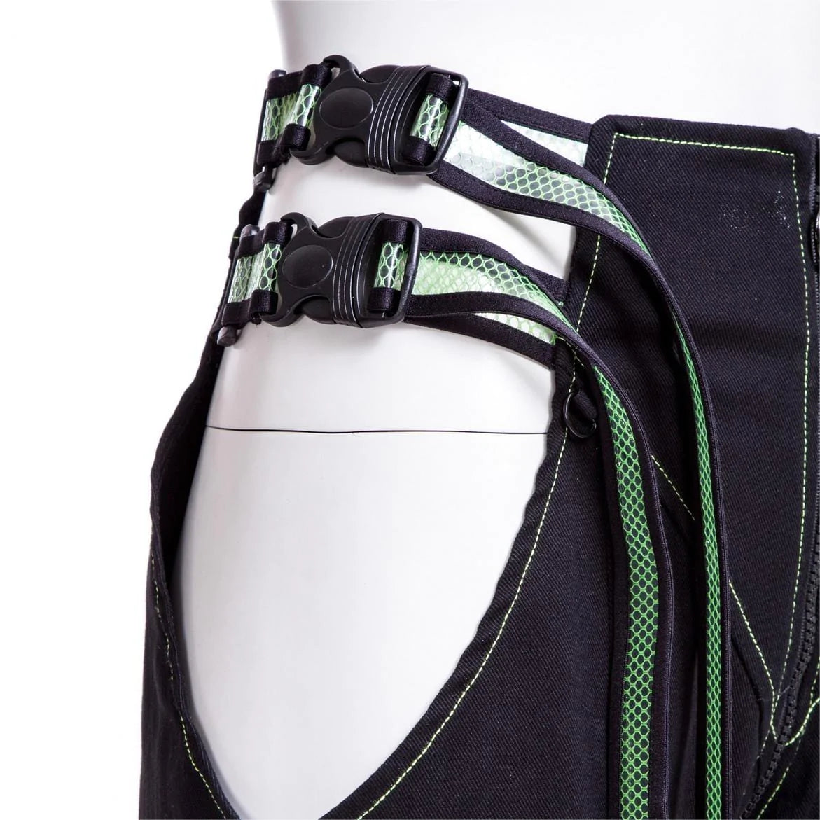 RNG Women's Grunge Cutout Straps Pants Green