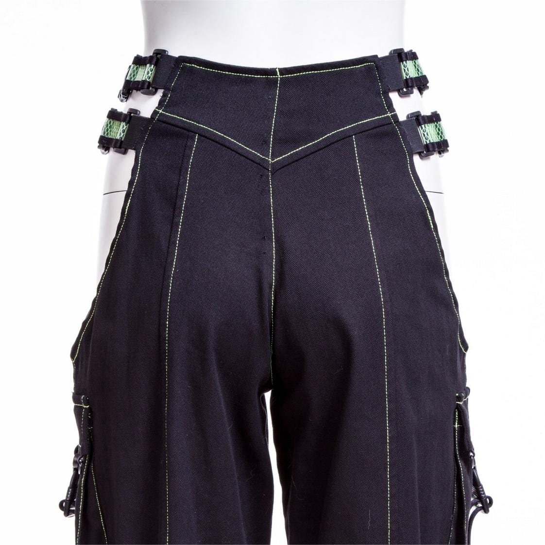 RNG Women's Grunge Cutout Straps Pants Green