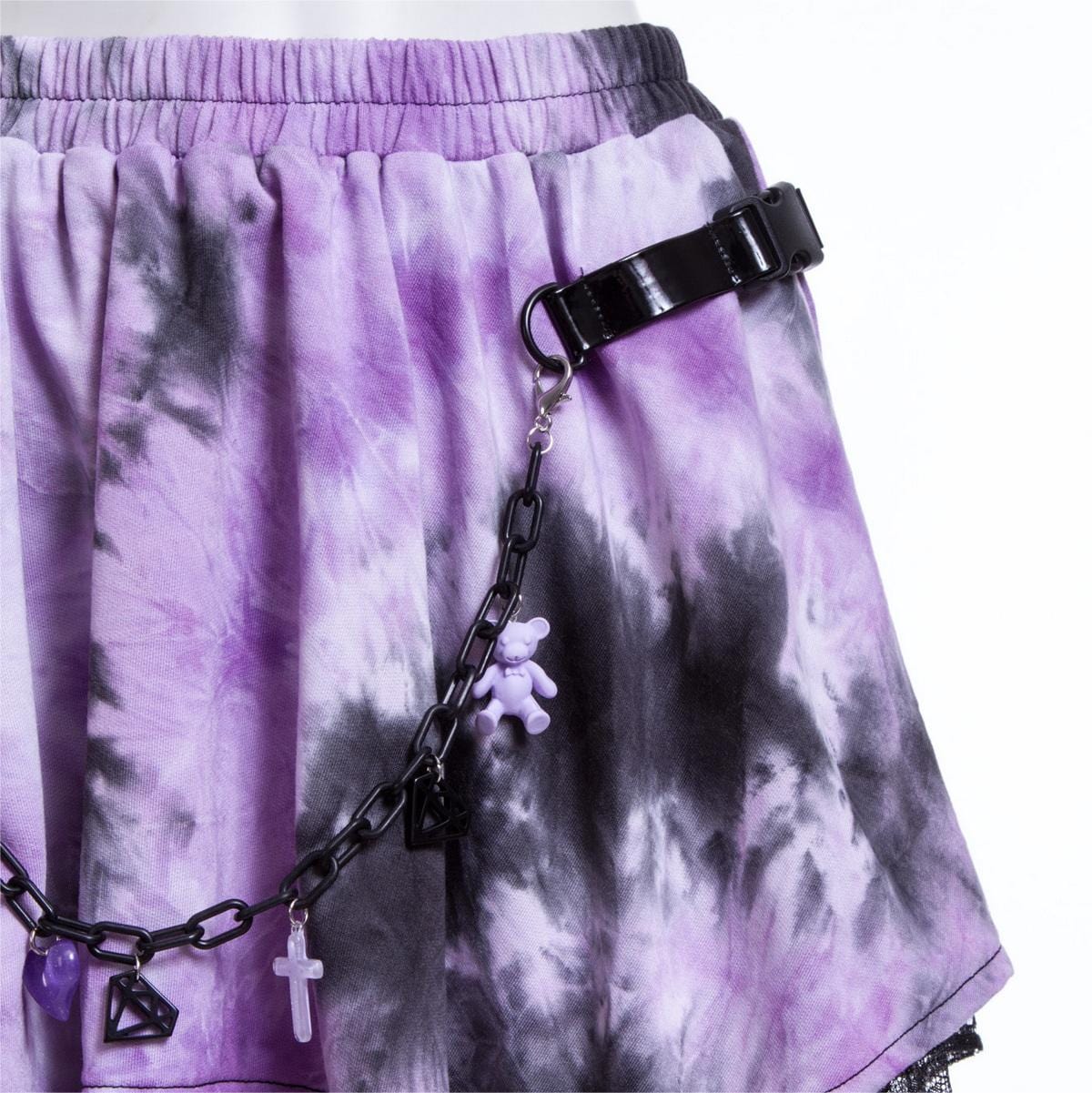 RNG Women's Grunge Irregular Lace Splice Tie-dyed Skirt