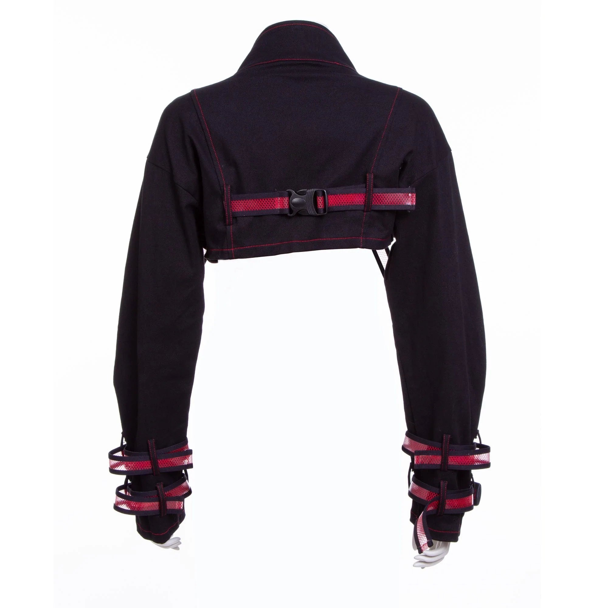 RNG Women's Grunge Stand Collar Straps Short Jacket Red