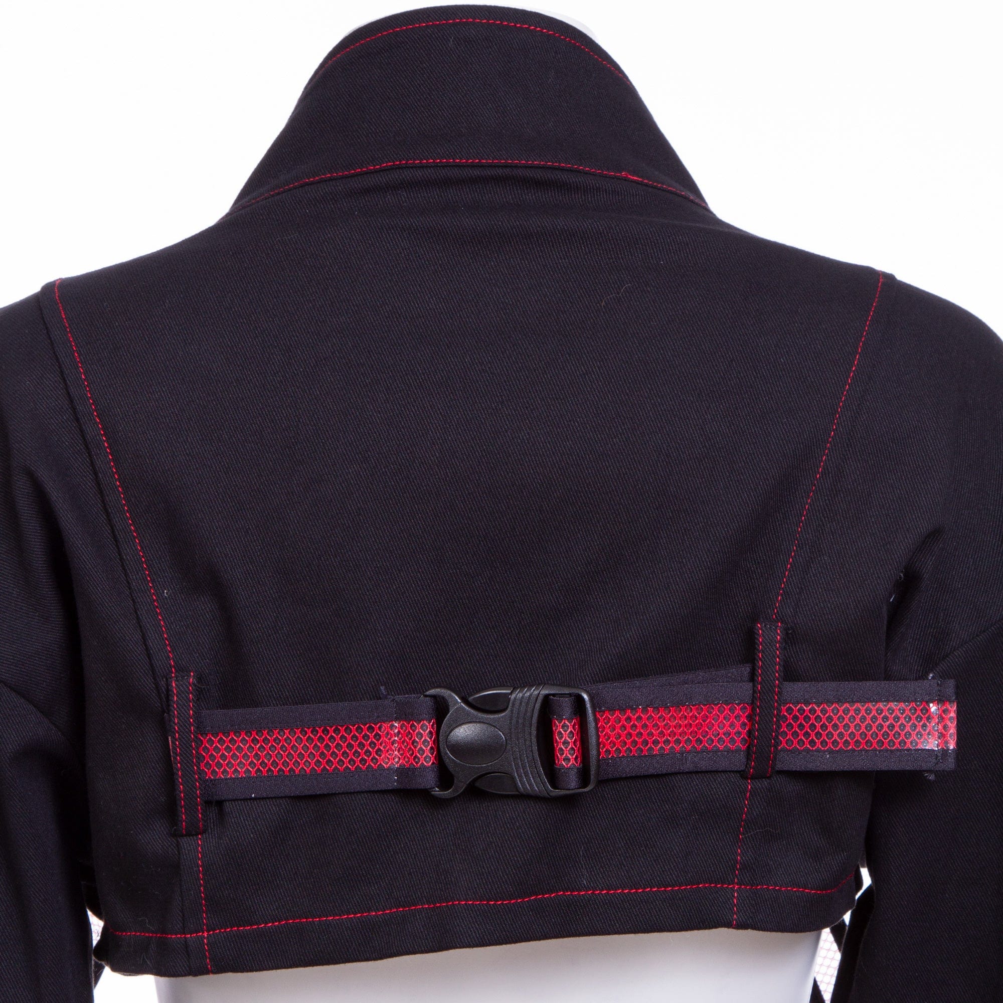 RNG Women's Grunge Stand Collar Straps Short Jacket Red