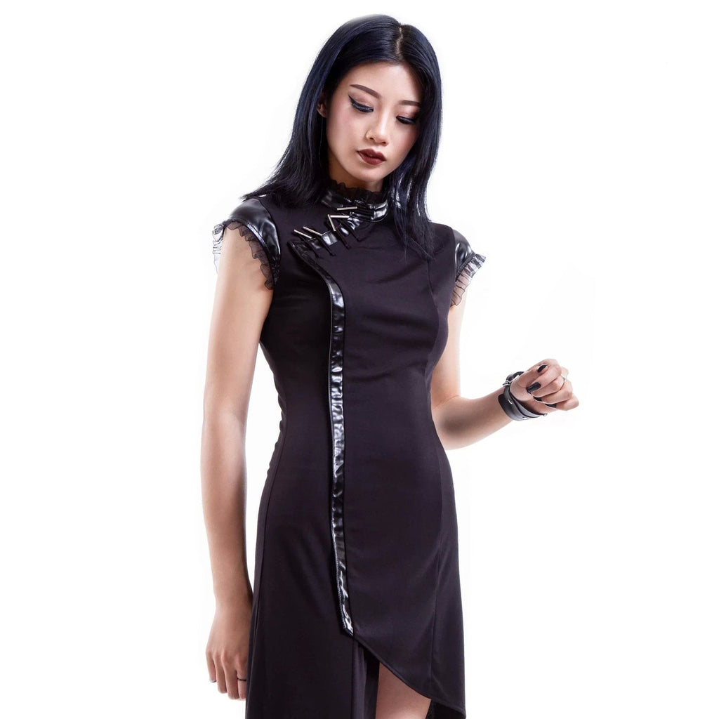 RNG Women's Punk Cheongsam Collar Irregular Dress