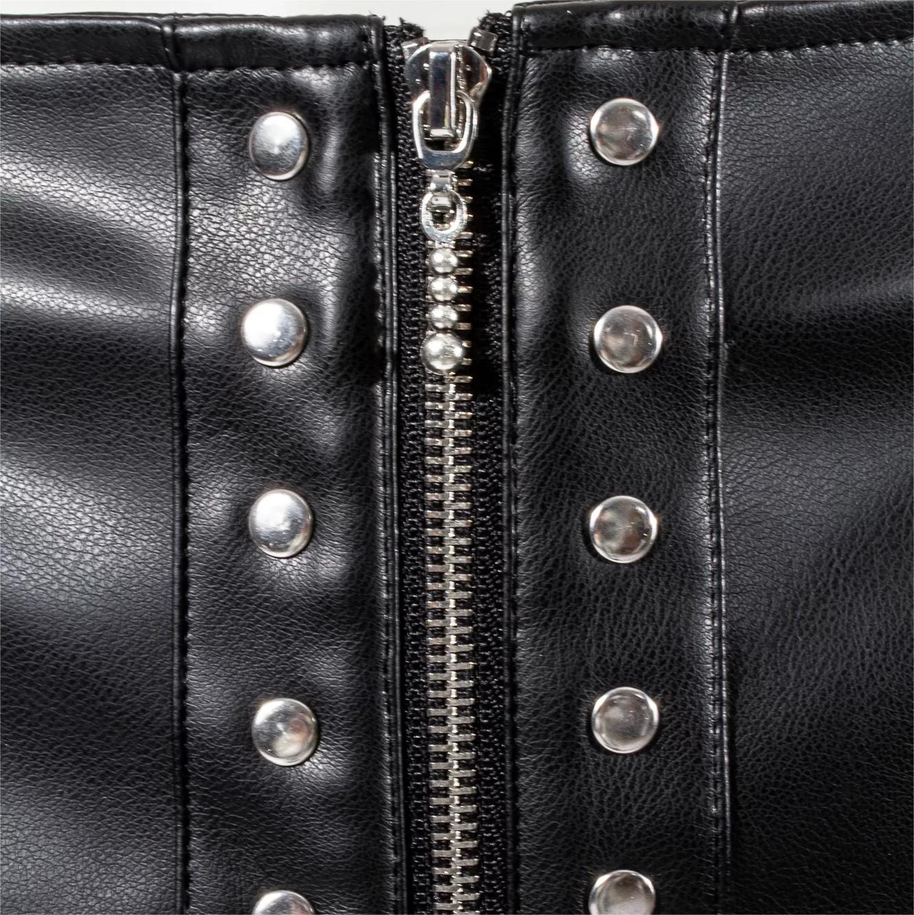 RNG Women's Punk Lace Splice Faux Leather Shorts