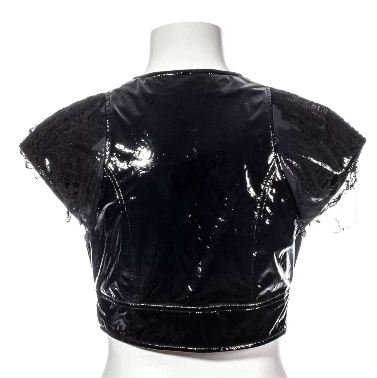 RNG Women's Punk Ripped Patent Leather Crop Top