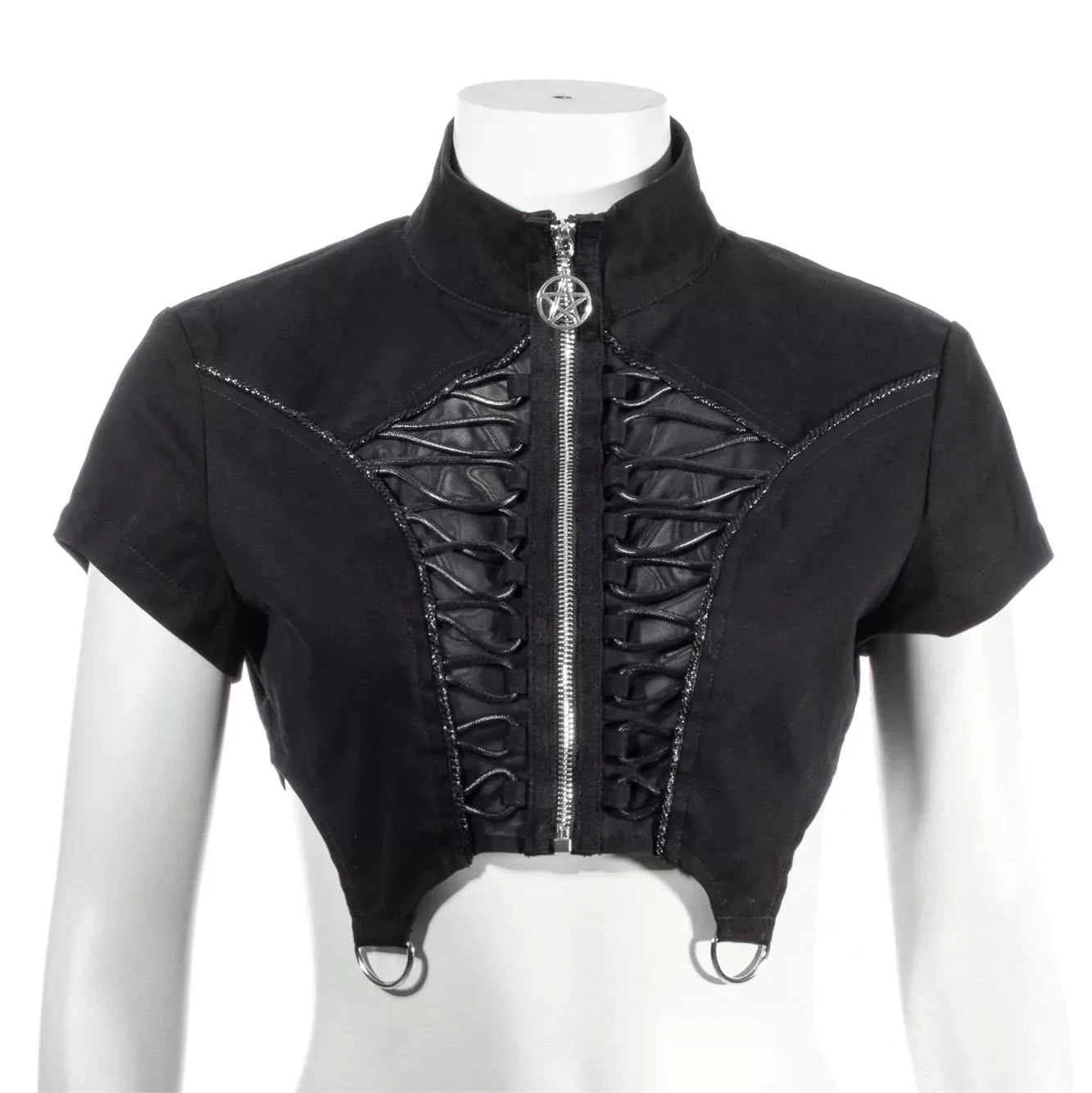 RNG Women's Punk Stand Collar Irregular Crop Top