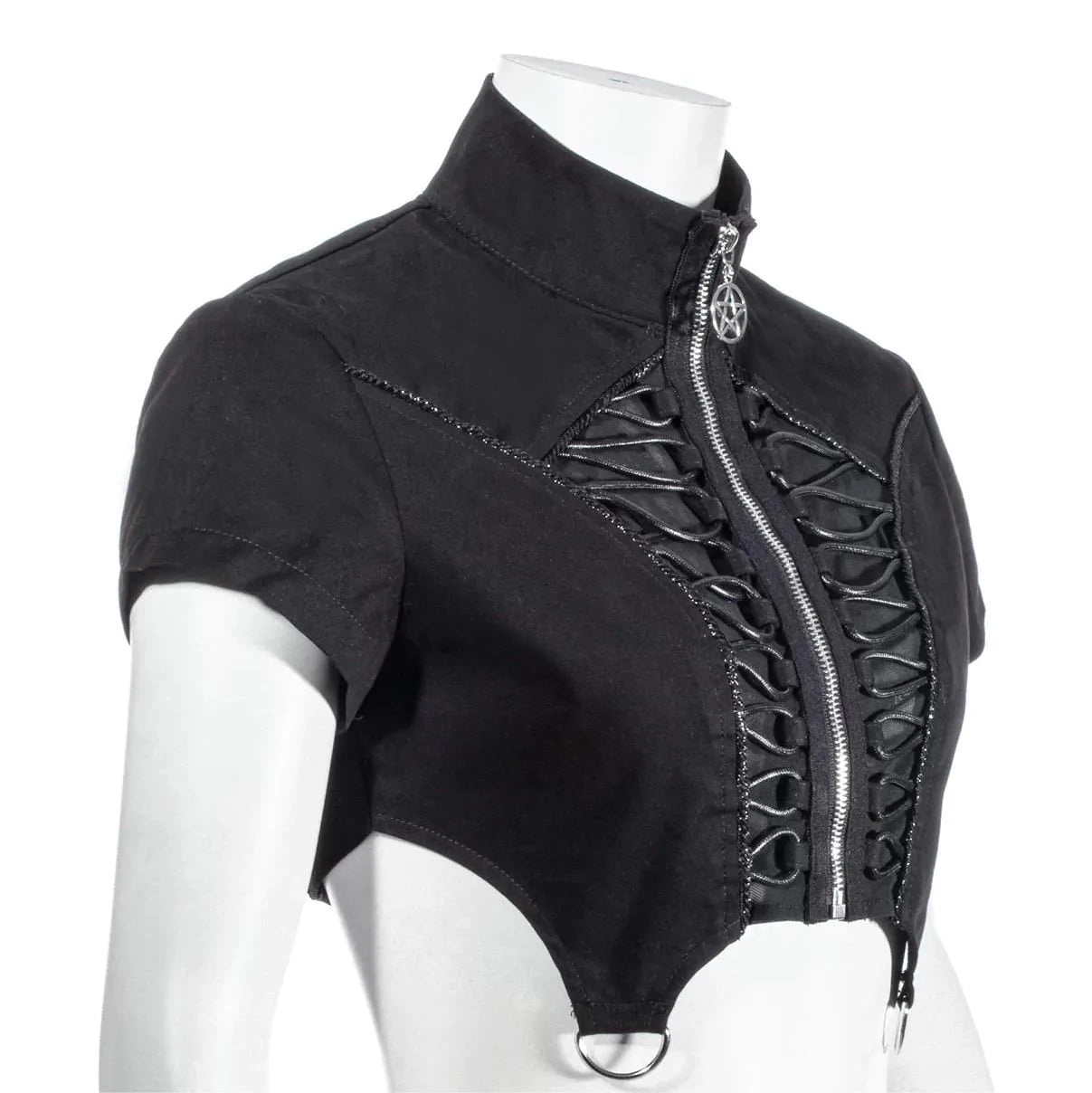 RNG Women's Punk Stand Collar Irregular Crop Top