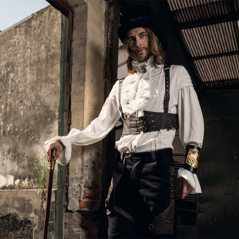 RQ-BL Men's Faux Leather Steampunk Body Harness