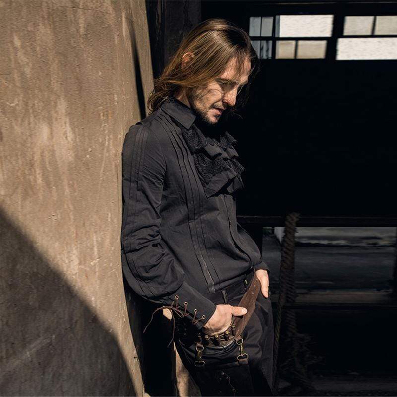 RQ-BL Men's Vintage Punk Shirt with Attached Jabot