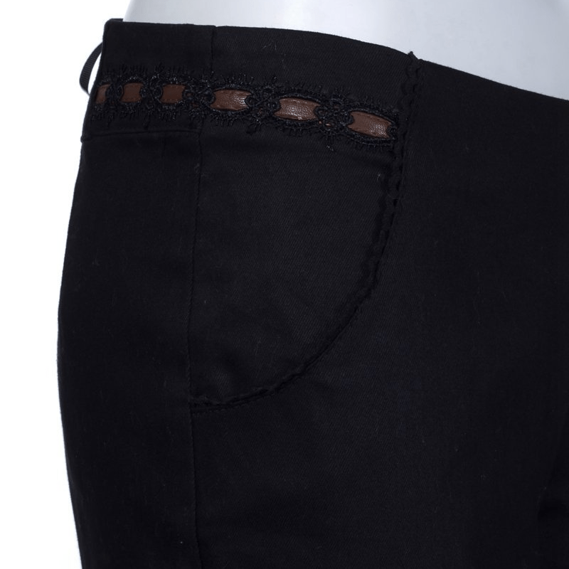 Women's Faux Leather and Lace Steampunk Crop Pants