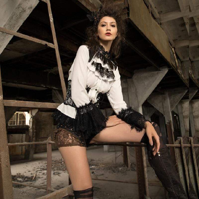 RQ-BL Women's Highly Detailed Steampunk Short Top