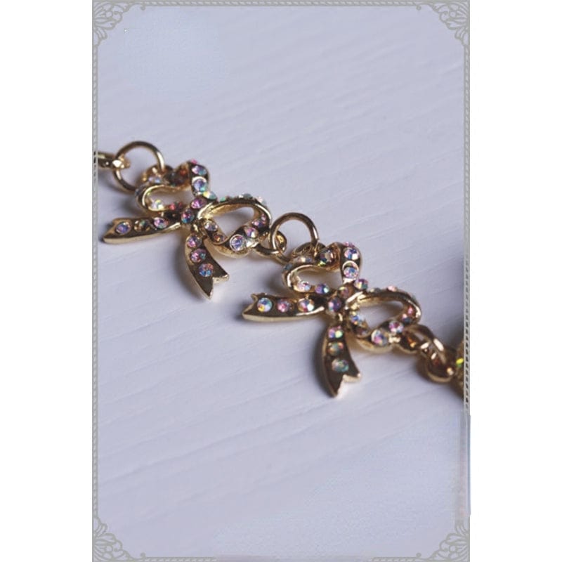 RQ-BL Women's Steampunk Bowknot Crown Necklace