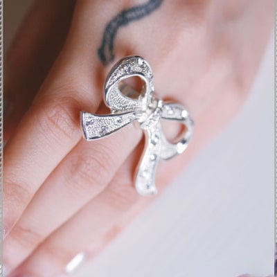 RQ-BL Women's Steampunk Bowknot Diamante Ring