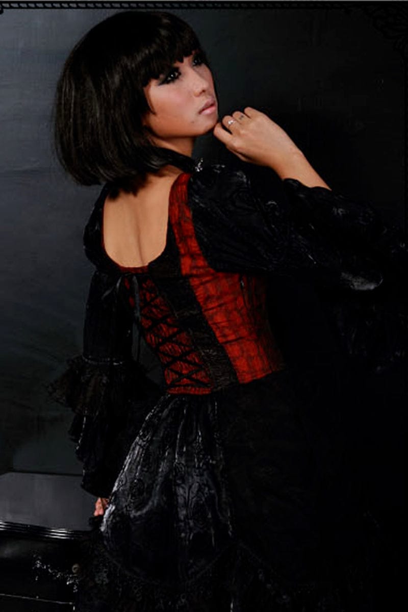 RQ-BL Women's Steampunk Irregular Lace Splice Halterneck Dress