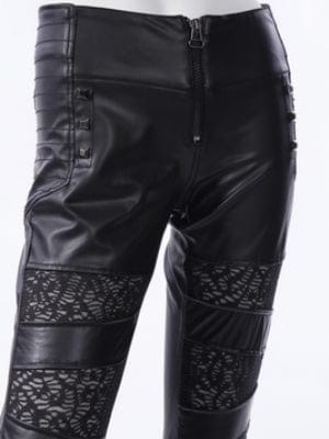 RQ-BL Women's Steampunk Lace Splice Rivets Pants