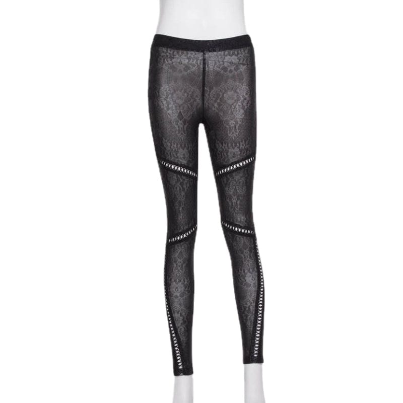 RQ-BL Women's Steampunk Stitching Lace Leggings