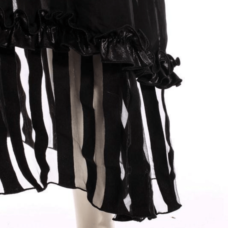 RQ-BL Women's Tiered Faux Leather and Net Steampunk Skirt