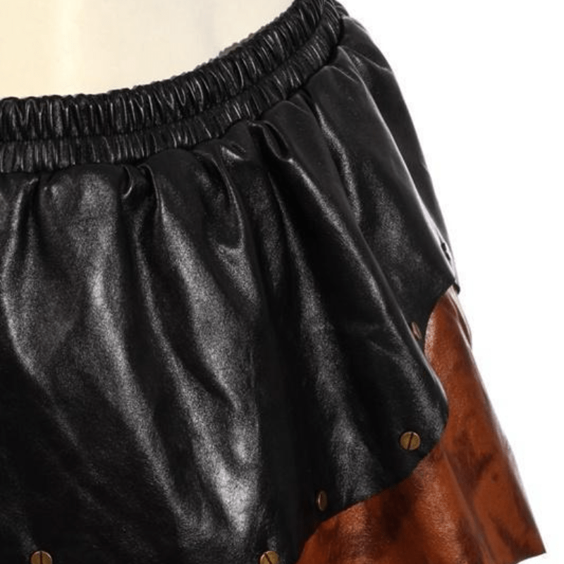 RQ-BL Women's Tiered Faux Leather and Net Steampunk Skirt