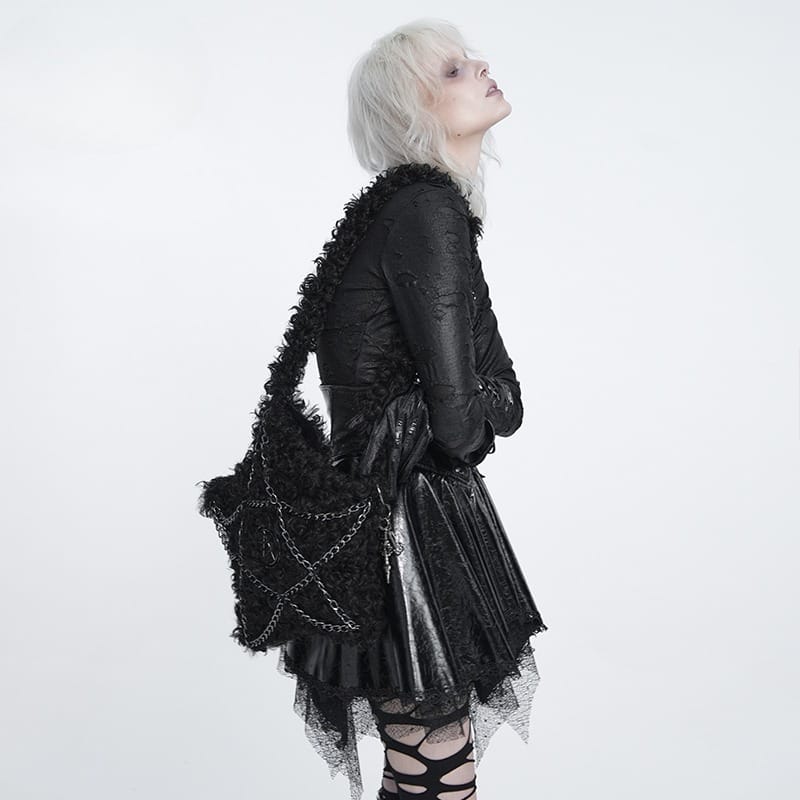 Women's Gothic Plush Pentacle Chained Crossbody Bag – Punk Design Women's Gothic Plush Pentacle Chained Crossbody Bag – Punk Design