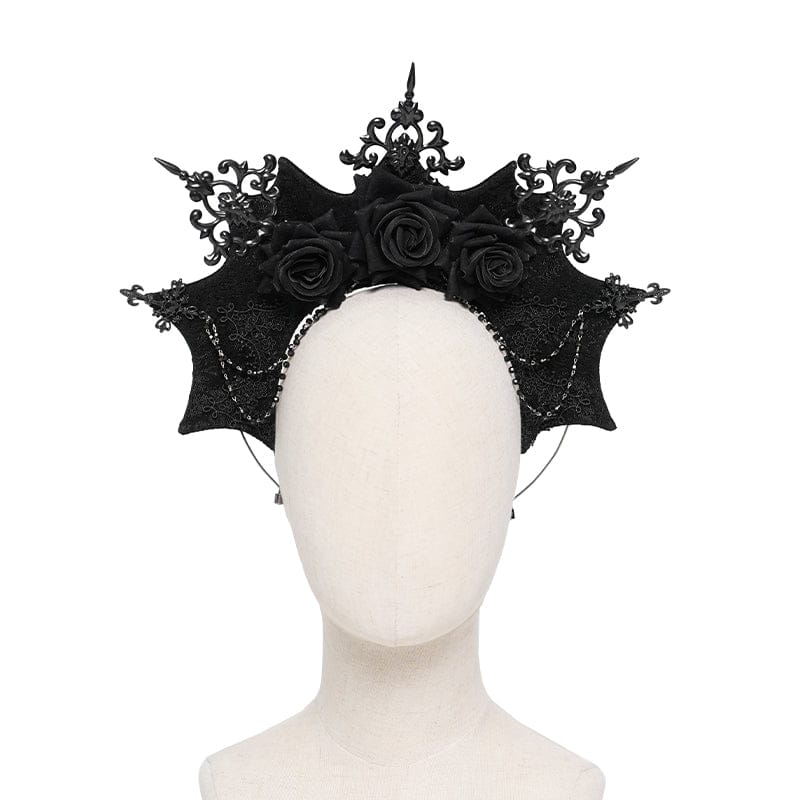DEVIL FASHION Women's Gothic Rose Spiked Beaded Headwear
