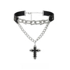 Kobine Women's Grunge Cross Chain Choker