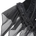 DEVIL FASHION Women's Gothic Lace-up Jacquard Overbust Corset with Asymmetrical Draped Sheer Chiffon Tails