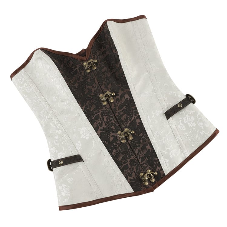 Kobine Women's Gothic Contrast Color Jacquard Overbust Corset