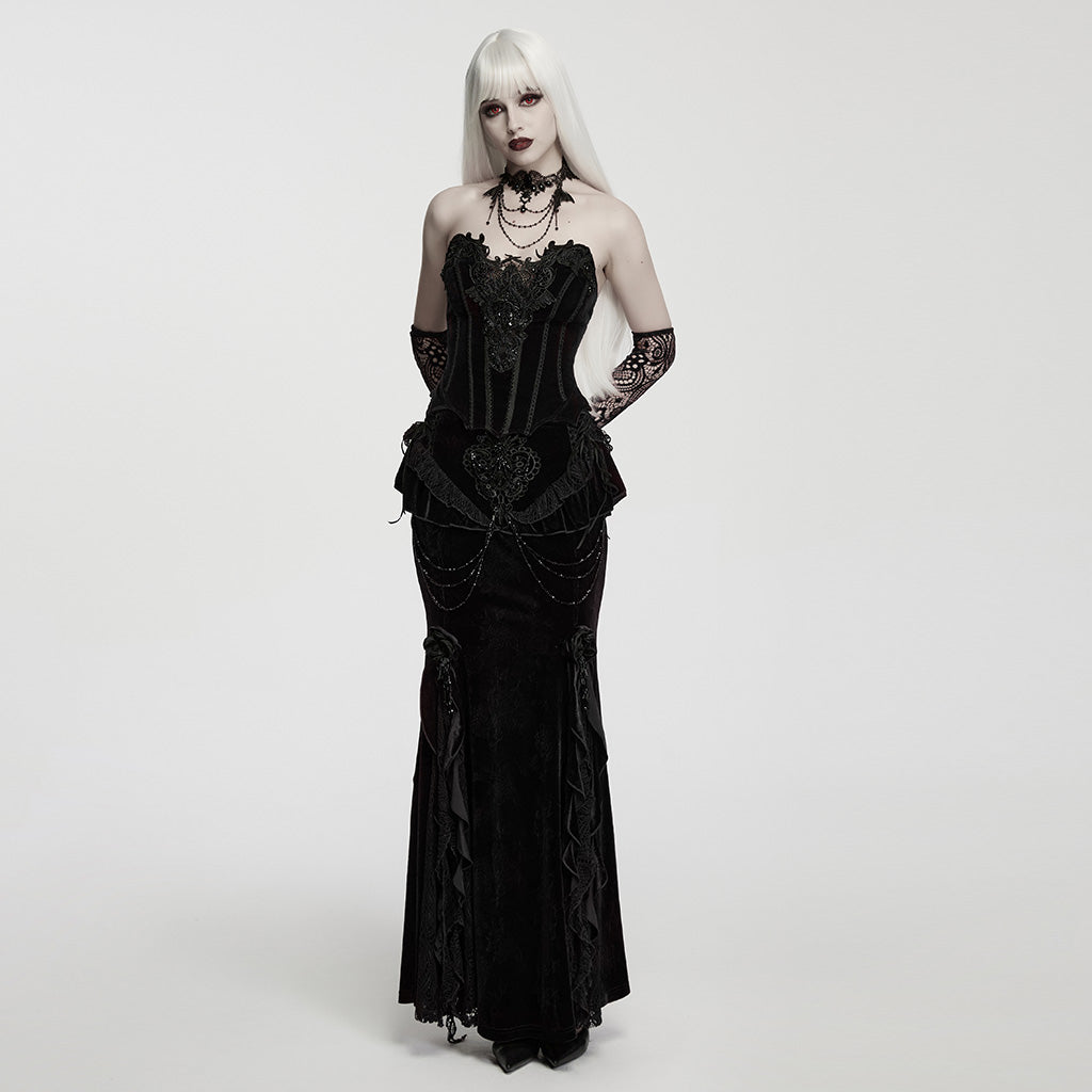 goth grad dress Women's Gothic Lolita Puff Sleeved Bubble Graduation Dress Perfect for gothic goth grad dress Gorgeous Beaded