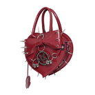 DEVIL FASHION Women's Gothic Pentacle Spiked Heart-Shaped Handbag Red