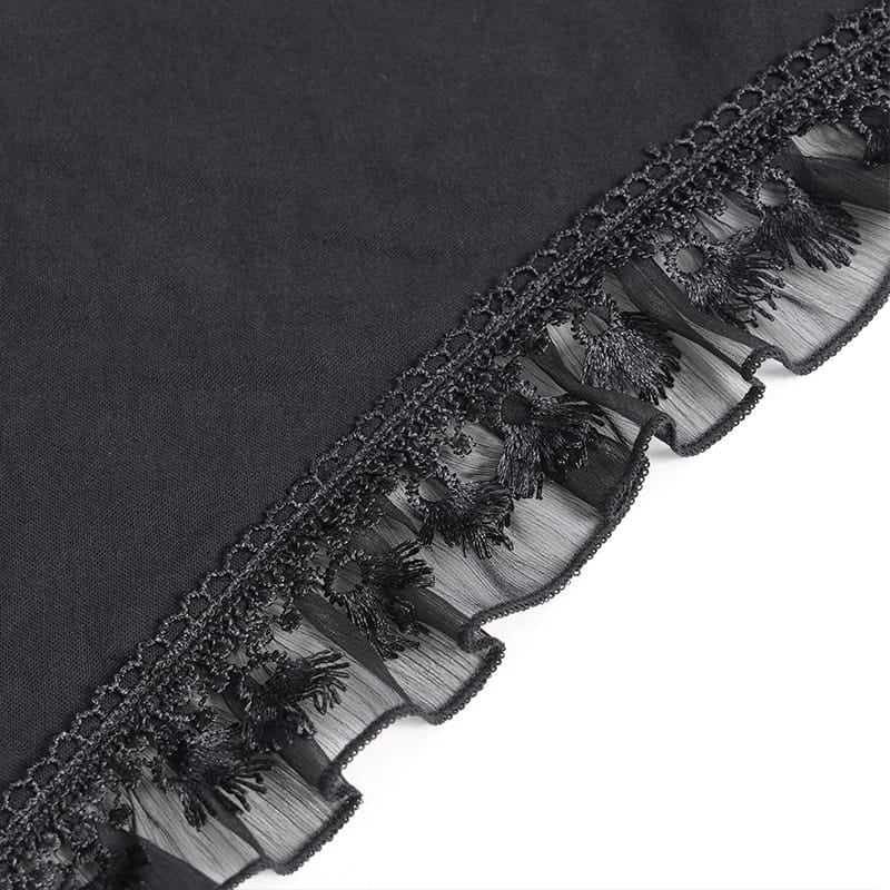 DEVIL FASHION Women's Gothic Lace-up Rose Ruffle High Low Hem Skirt