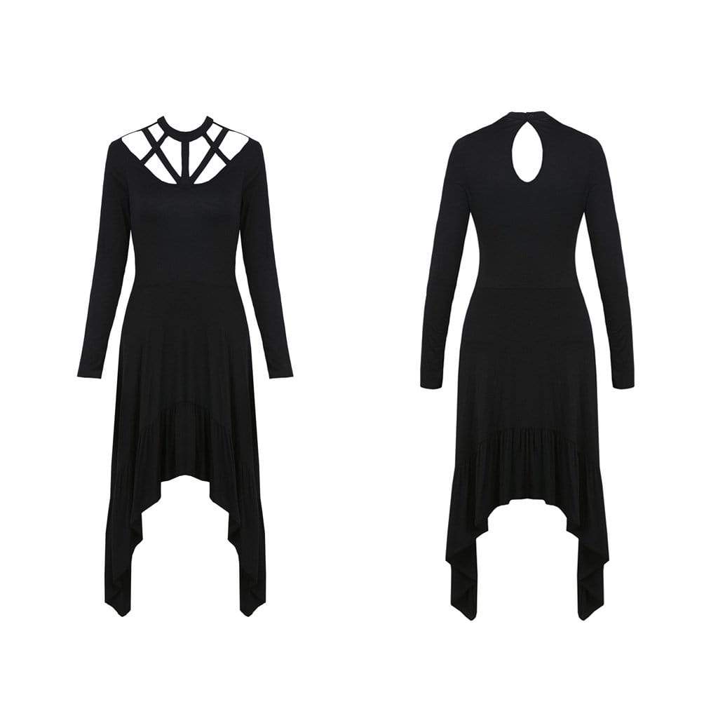 Darkinlove Women's Asymmetric Goth Dress