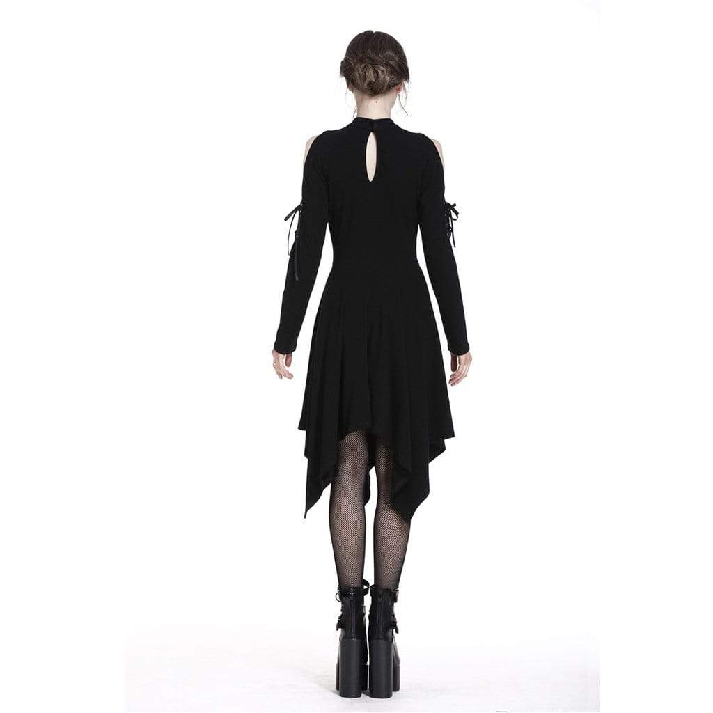 Darkinlove Women's Asymmetric Peekaboo Goth Dress