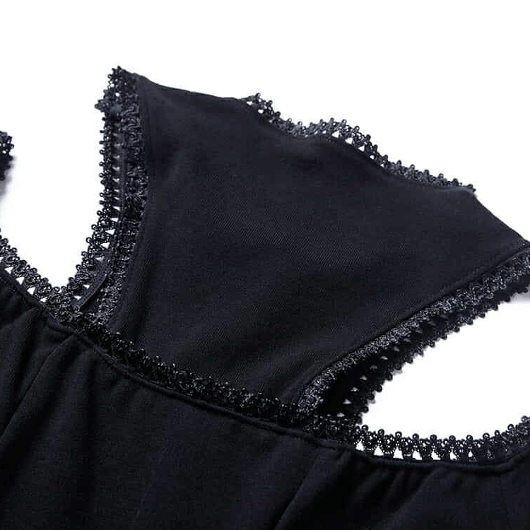 Darkinlove Women's Cut-away Shoulder Black Goth Dress