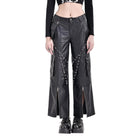 Darkinlove Women's Cyberpunk Big Pocket Spiked Zipper Straight-leg Pants