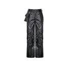 Darkinlove Women's Cyberpunk Big Pocket Spiked Zipper Straight-leg Pants