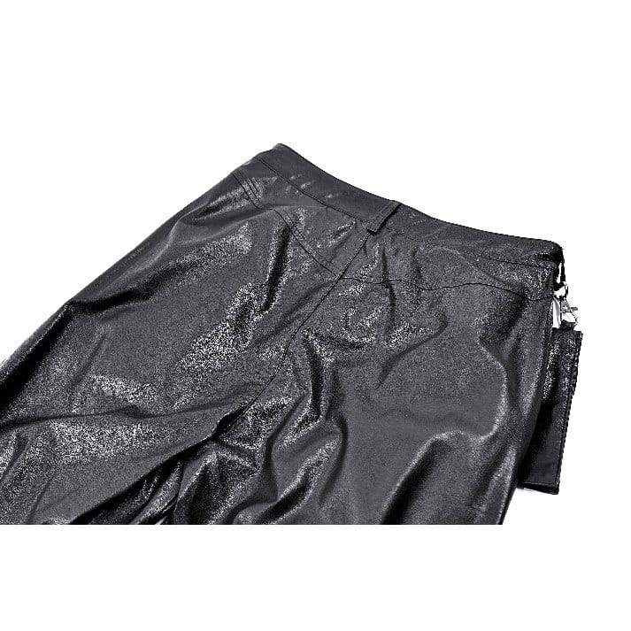 Darkinlove Women's Cyberpunk Big Pocket Spiked Zipper Straight-leg Pants