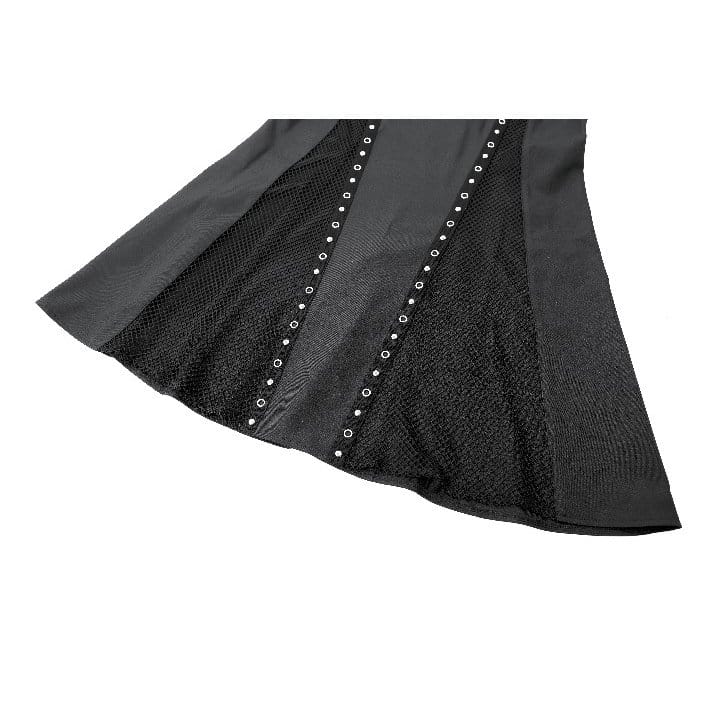 Darkinlove Women's Cyberpunk Lace-up Eyelet Mesh Splice Mermaid Skirt