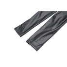 Darkinlove Women's Cyberpunk Sheer Mesh Patchwork Lace-Up Faux Leather Skinny Pants