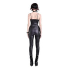 Darkinlove Women's Cyberpunk Sheer Mesh Patchwork Lace-Up Faux Leather Skinny Pants