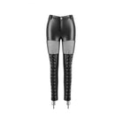 Darkinlove Women's Cyberpunk Sheer Mesh Patchwork Lace-Up Faux Leather Skinny Pants