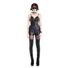 Darkinlove Women's Cyberpunk Sheer Mesh Patchwork Lace-Up Faux Leather Skinny Pants