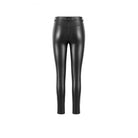 Darkinlove Women's Cyberpunk Sheer Mesh Patchwork Lace-Up Faux Leather Skinny Pants