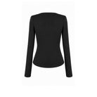 Darkinlove Women's Cyberpunk Studded Mesh Patchwork Square-cut Collar Long Sleeve Top