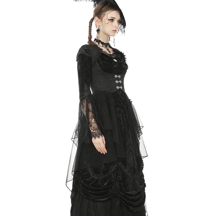 Darkinlove Women's Goth Buckles Jacquard Dovetail Vests
