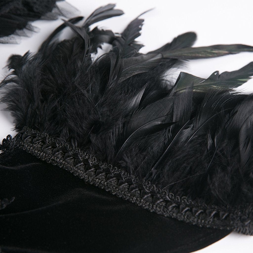Darkinlove Women's Goth Feather Velet Embellished Collar