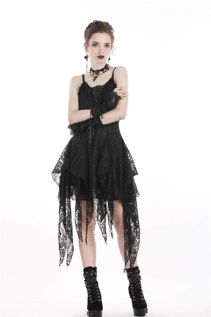 Darkinlove Women's Goth Lolita Multilayered Lace Irrgular Slip Dress