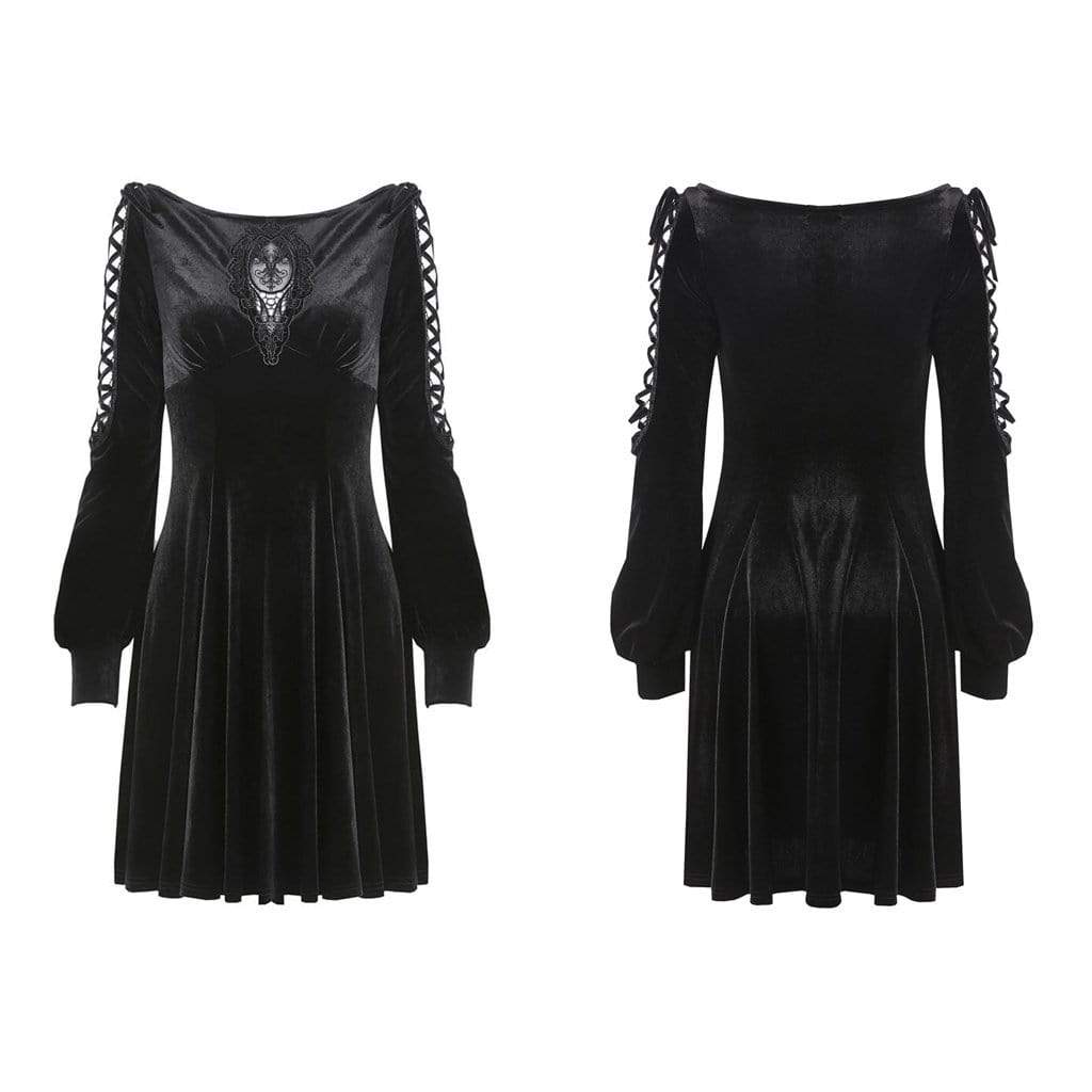 Women's Goth Short Dress With Net Inset – Punk Design