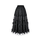Darkinlove Women's Gothic 3D Floral Applique Vine Embroidered Tiered Maxi Skirt