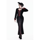 Darkinlove Women's Gothic Applique Two‑Tone Zipper Velvet Tailcoat Jacket